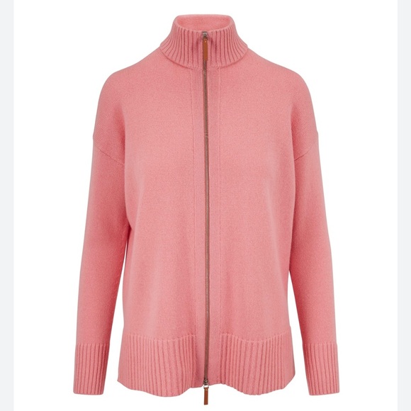 LaFayette 148 New York Pink Salt Mélange Zip Front Cardigan Sweater Size XXL - Picture 3 of 15